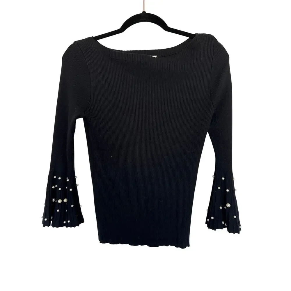 Boston Proper Pearl Bell Sleeve Sweater, S